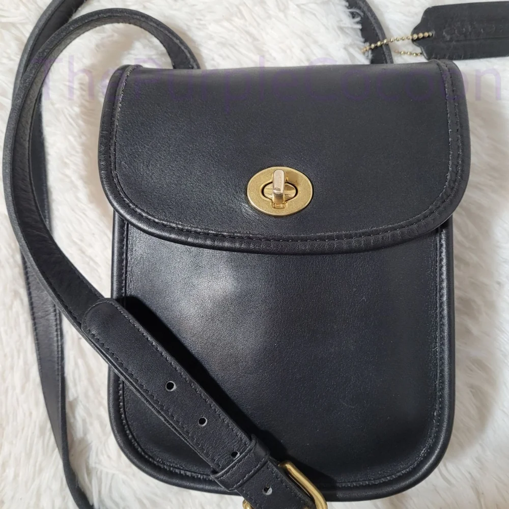 Black Unisex Vintage Coach Small Sidepack #9978